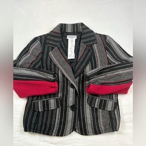 SONIA RYKIEL Enfant Blazer Jacket Little Girl Wool Blend Black Red  SZ 6 ANS EUC